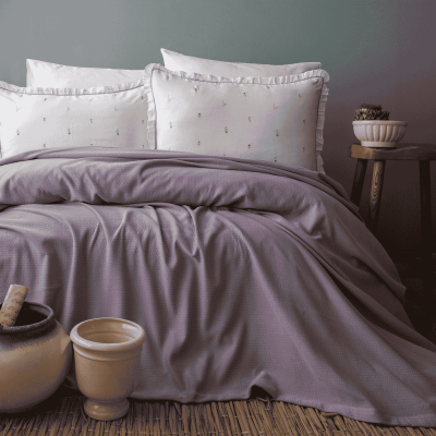 Bedline Lily Marsala Çift Kişilik Pikeli Set Mor