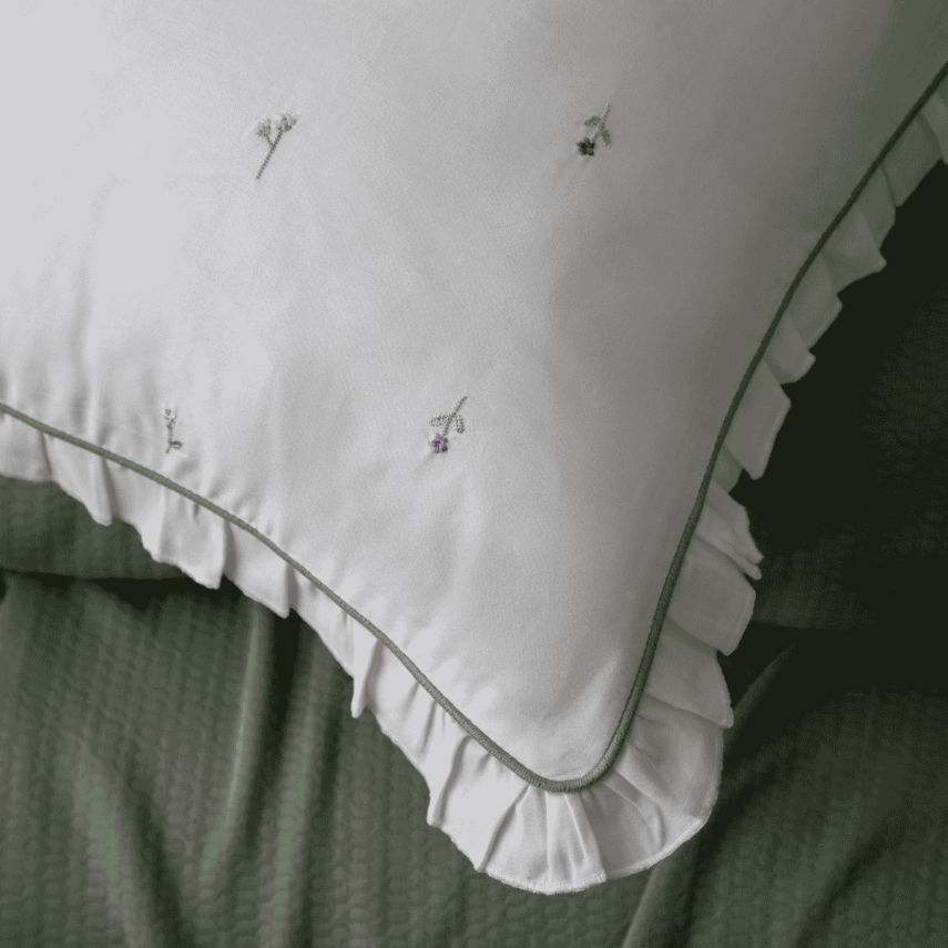 Bedline Lily Marsala Yeşil Çift Kişilik Pamuk Pikeli Set - 2