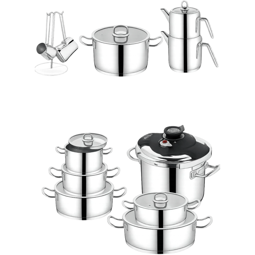 Cocinero 1087 Madrid 21 Parça Çelik Tencere Seti - 1