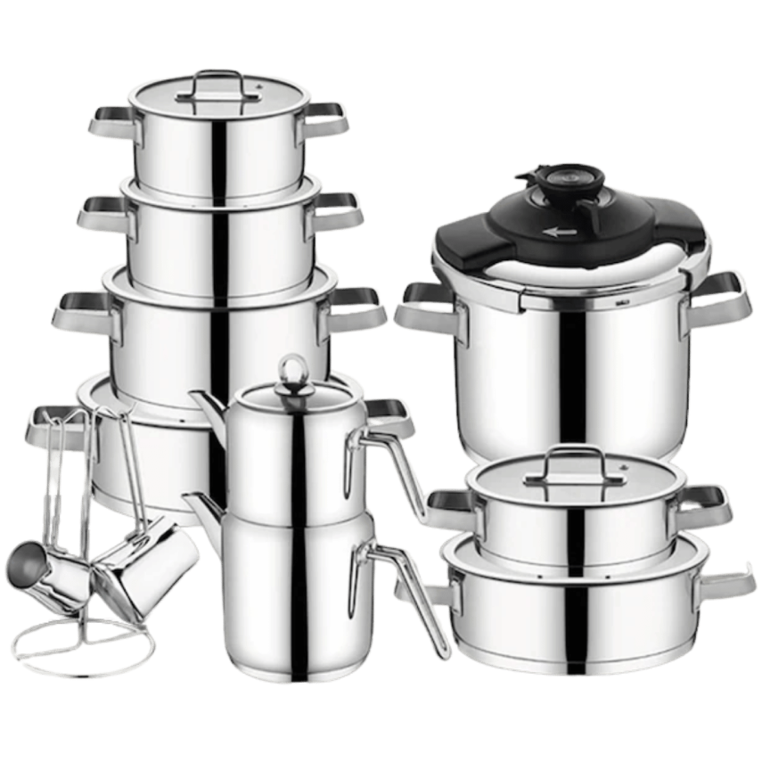 Cocinero Gloss 1087 Premium 21 Parça Çelik Tencere Seti - 1