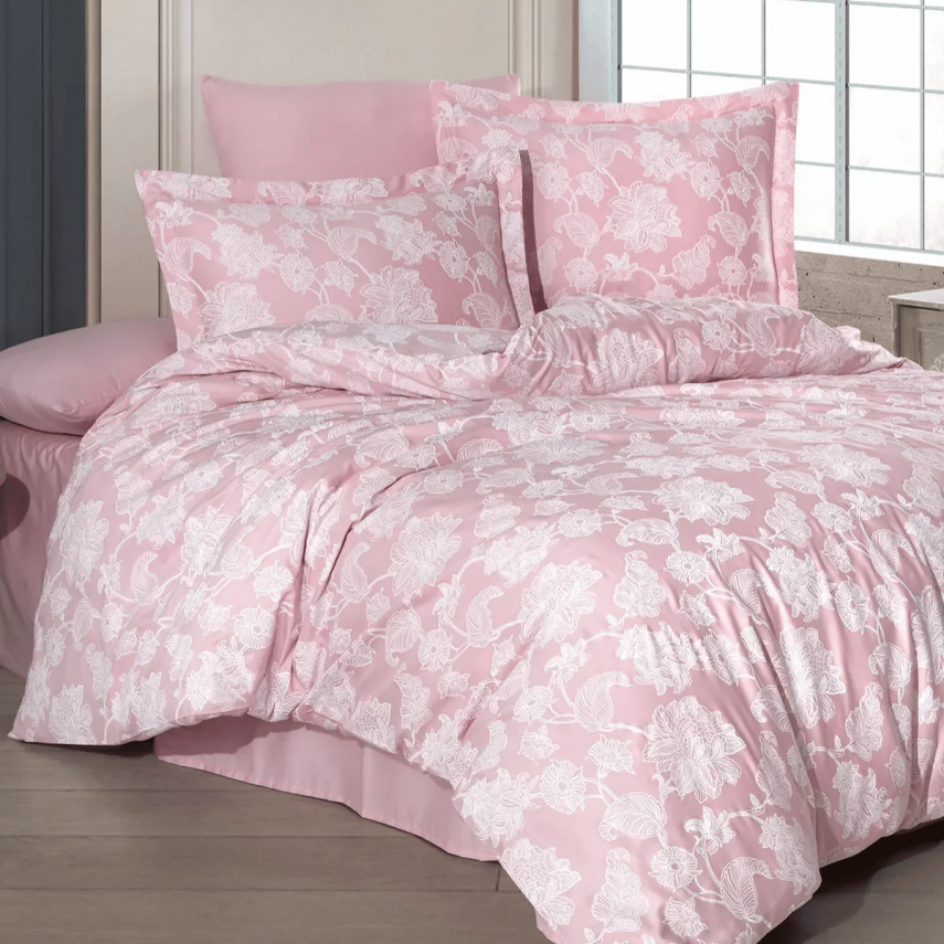 Ecosse Saten Nevresim Takimi Çift Kişilik Sofia Pudra - 1