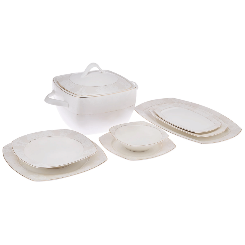 Emsan Bone Yeni Defne 60 Parça 12 Kişilik Yemek Takımı Yarım Kare - 3