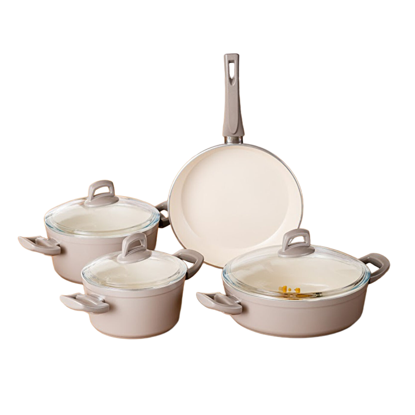 Emsan Crystal 7 Parça Çelik Tencere Seti Bej - 2