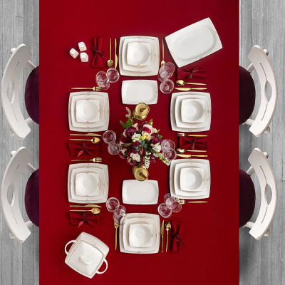 Emsan Estiva Fine Bone Gold 61 Parça 12 Kişilik Kare Yemek Takımı - 3
