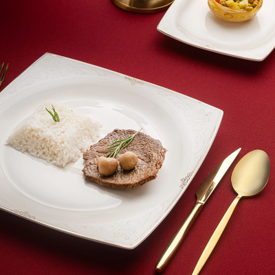 Emsan Estiva Fine Bone Gold 61 Parça 12 Kişilik Kare Yemek Takımı - 6