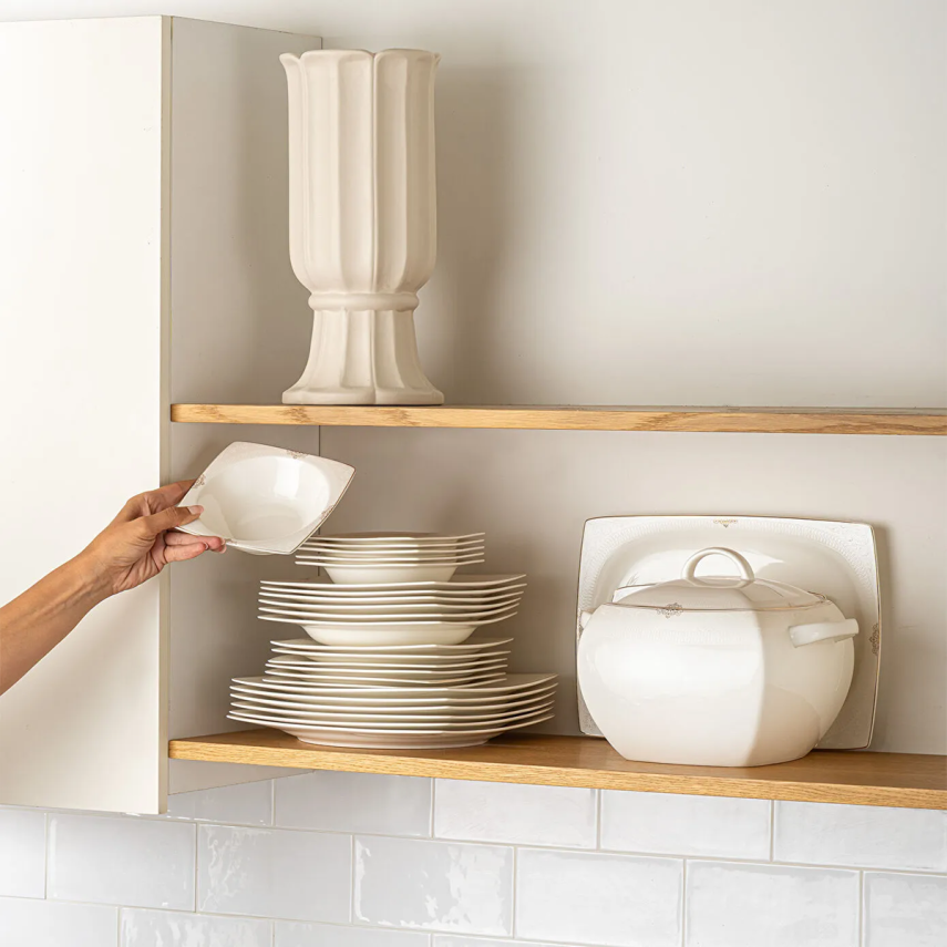 Emsan Estiva Fine Bone Gold 61 Parça 12 Kişilik Kare Yemek Takımı - 9