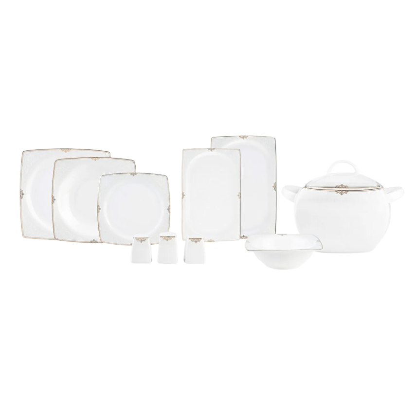 Emsan Estiva Fine Bone Gold 61 Parça 12 Kişilik Kare Yemek Takımı - 10