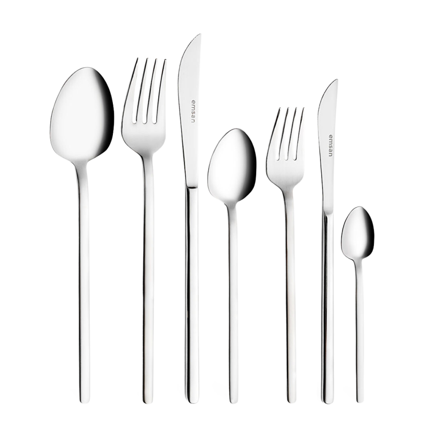 Emsan Lora 84 Parça 12 Kişilik Çelik Çatal Kaşık Bıçak Seti Lüks Kutulu - 5