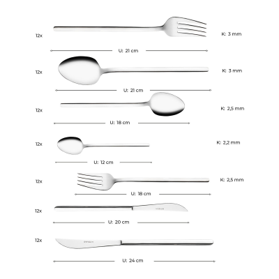 Emsan Lora 84 Parça 12 Kişilik Çelik Çatal Kaşık Bıçak Seti Lüks Kutulu - 6