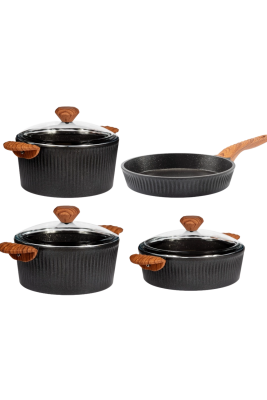 Febern Premium Bio Granit Alüminyum Döküm Nish Tencere Seti