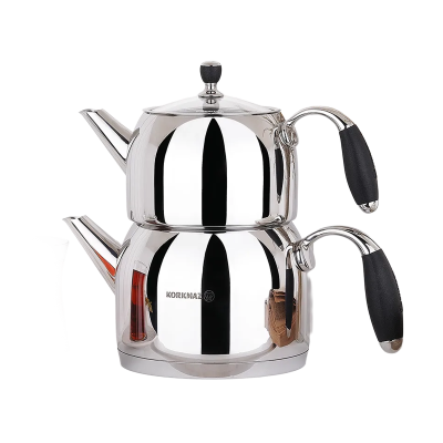 Korkmaz A119 Flora Maxi Siyah Çaydanlık Takımı