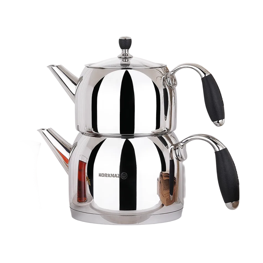 Korkmaz A119 Flora Maxi Siyah Çaydanlık Takımı - 1