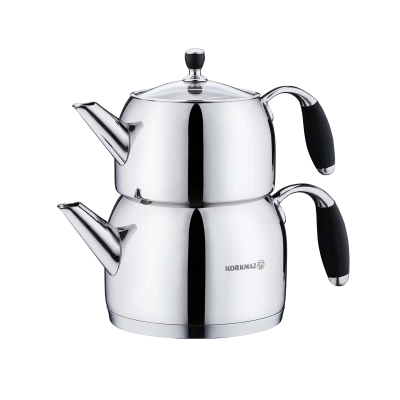 Korkmaz A119 Flora Maxi Siyah Çaydanlık Takımı - 2