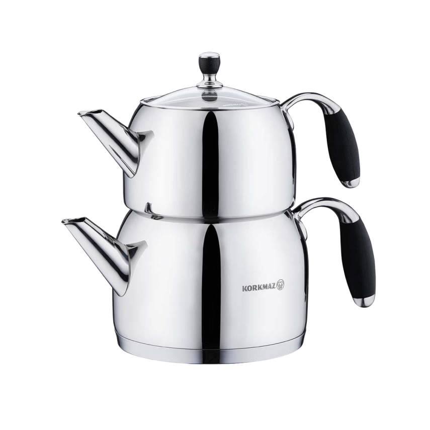 Korkmaz A119 Flora Maxi Siyah Çaydanlık Takımı - 2