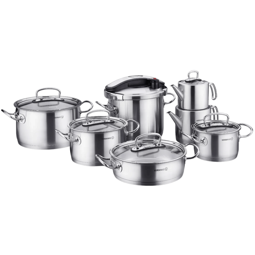 Korkmaz A1757 Proline 14 Parça Hiper Çelik Tencere Seti - 1