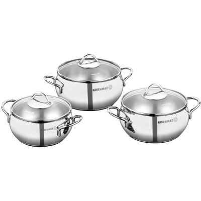 Korkmaz A1801 Tombik Junior 6 Parça Çelik Tencere Seti