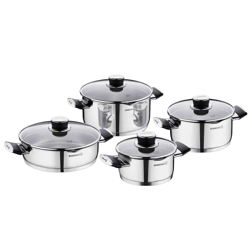 Korkmaz A2087 Pera 8 Parça Çelik Tencere Seti - 1
