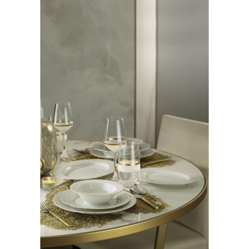 Kütahya Porselen Başak 51 Parça 12 Kişilik Yemek Takımı Mat Altın File - 1