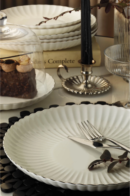 Kütahya Porselen Bone Luz Form 52 Parça 12 Kişilik Yemek Takımı Platin File - 2