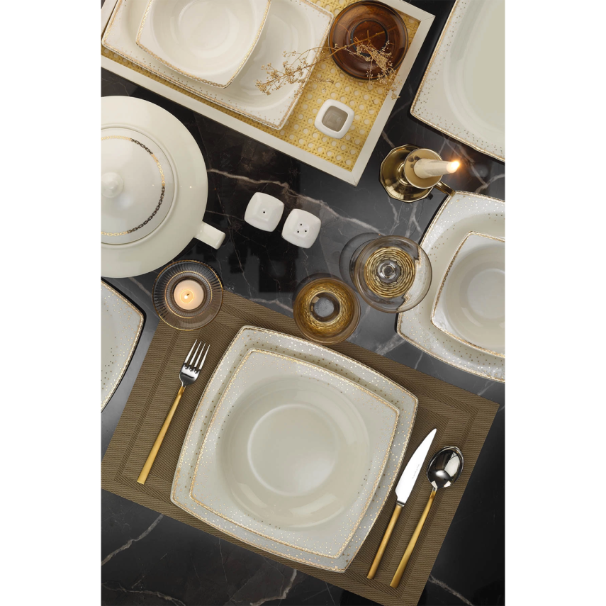 Kütahya Porselen Bone Mare Altın 62 Parça Porselen Yemek Takımı - 1