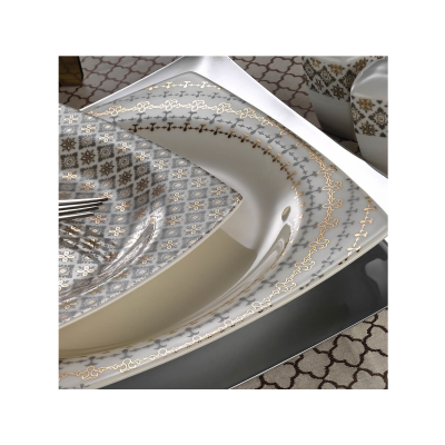 Kütahya Porselen Bone Mare Kare 62 Parça 12 Kişilik Çeyiz Yemek Takımı - 2