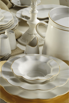 Kütahya Porselen Milena 83 Parça Altın Fileli Yemek Takımı