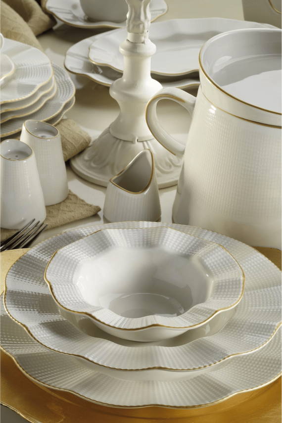 Kütahya Porselen Milena 83 Parça Altın Fileli Yemek Takımı - 1