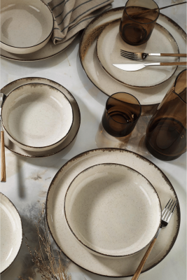 Kütahya Porselen Moderna 24 Parça 6 Kişilik Yemek Seti Tarçın