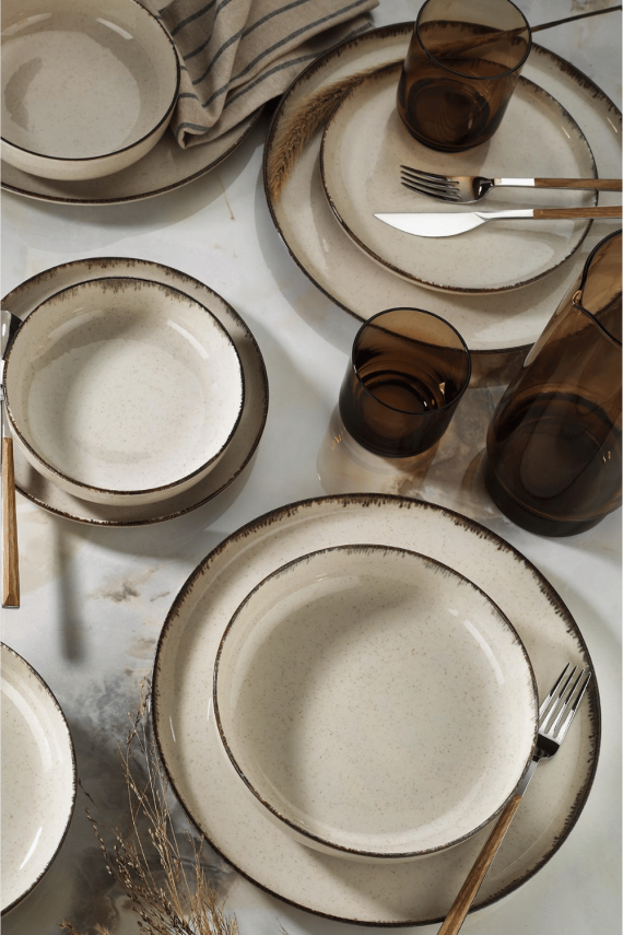 Kütahya Porselen Moderna 24 Parça 6 Kişilik Yemek Seti Tarçın - 1