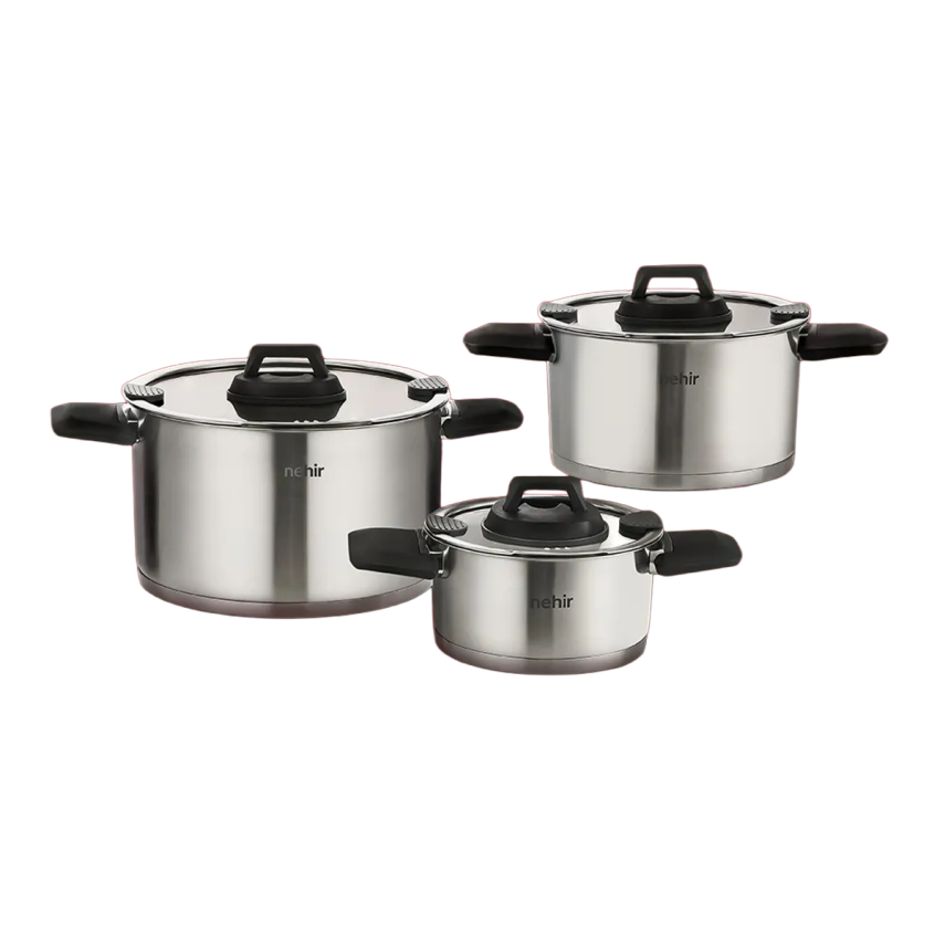 Nehir Elena 6 Parça Çelik Tencere Seti - 2