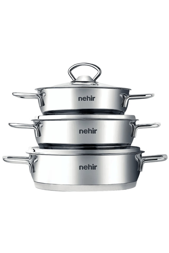Nehir Silver 6 Parça Paslanmaz Çelik Sahan Seti 16-18-20 cm - 1