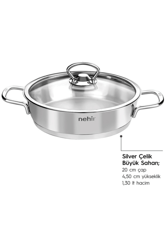 Nehir Silver 6 Parça Paslanmaz Çelik Sahan Seti 16-18-20 cm - 4