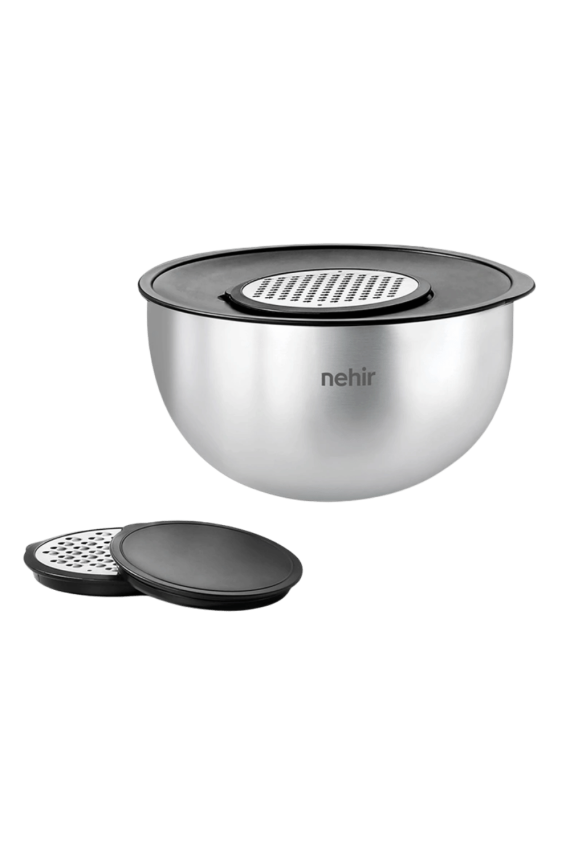 Nehir Silver Çelik 5 Parça Rendeli Kariştirma Kabi - 1