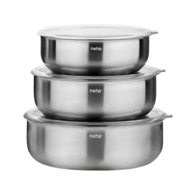 Nehir Silver Çelik 6 Parça Saklama Kabi Mat
