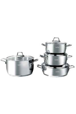 Nehir Silver Klasik 8 Parça 18/10 Paslanmaz Çelik Tencere Seti