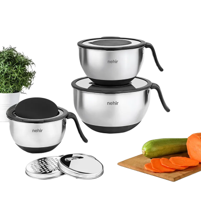 Nehir Tokyo Saten 12 Parça Çelik Saklama ve Karıştırma Kabı Seti