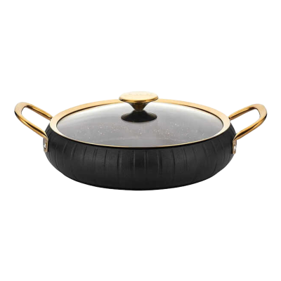 OMS 3528 Meridian 7 Parça Granit Tencere Seti Black Gold Kapaklı - 3