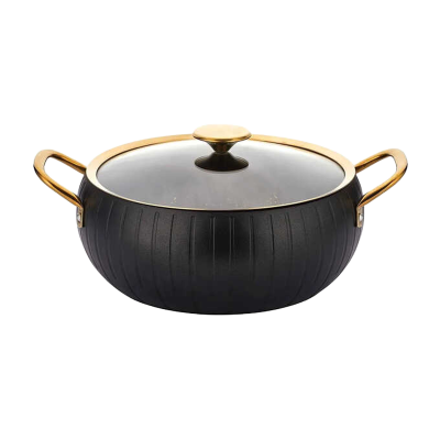 OMS 3528 Meridian 7 Parça Granit Tencere Seti Black Gold Kapaklı - 4