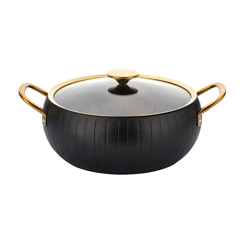OMS 3528 Meridian 7 Parça Granit Tencere Seti Black Gold Kapaklı - 4
