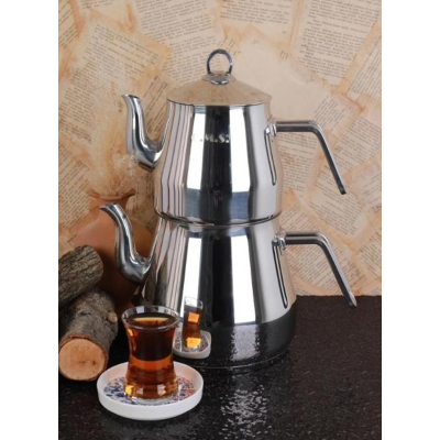 OMS 8103 XL Maxi Boy Çelik Çaydanlık Takımı