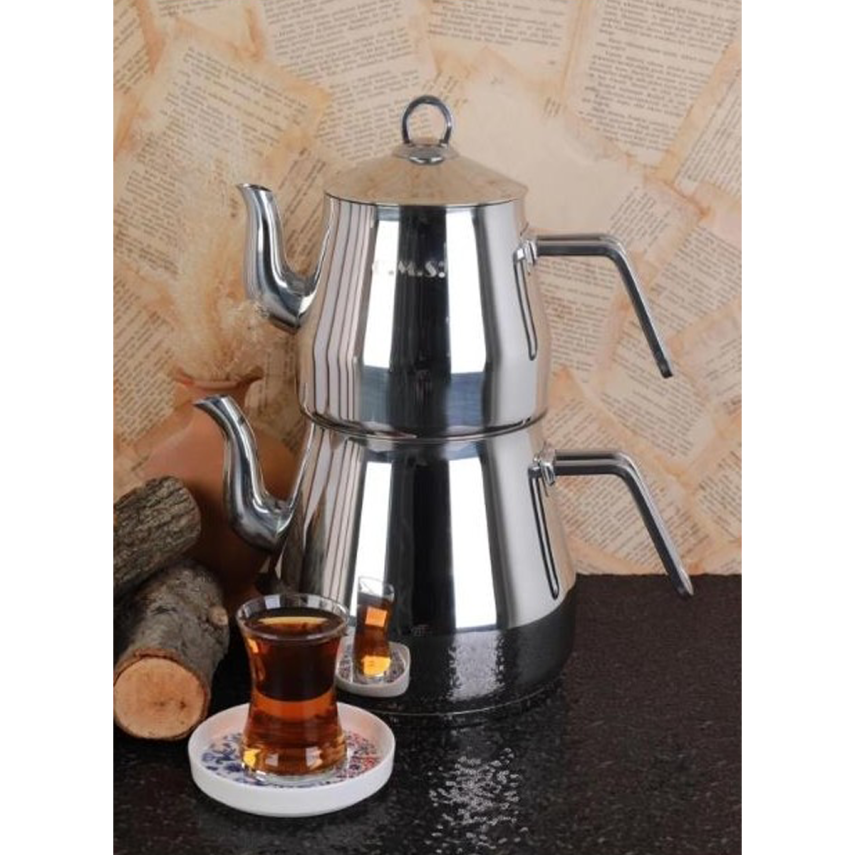 OMS 8103 XL Maxi Boy Çelik Çaydanlık Takımı - 1