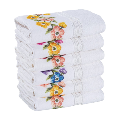Özdilek Açelya Desenli 6 lı Çantalı Havlu Seti Beyaz