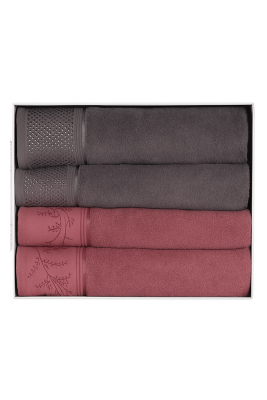 Özdilek Ditsy Best Set Hamam Takımı Mürdüm Antrasit