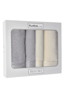 Özdilek Ditsy Best Set Hamam Takımı Krem Gri