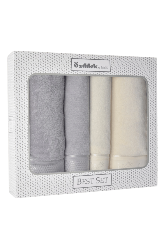 Özdilek Ditsy Best Set Hamam Takımı Krem Gri - 1