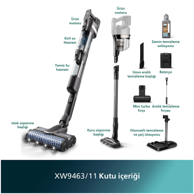 Philips XW9463/11 Aqua Trio 9000 Kablosuz Islak ve Kuru Dikey Süpürge - 3